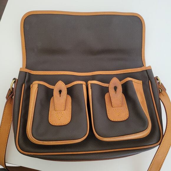 HUNTING WORLD Shoulder Bag Dark Brown Authentic Made in Italy Two Tone Leather - Picture 10 of 12